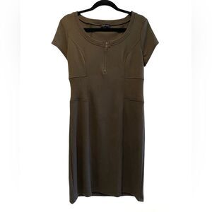 Spense Scoop Neck Cap Sleeve Knit Sheath Midi Dress Olive Green Size 10‎